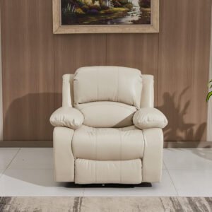 Power Reclining Bonded Leather Living Room Set (Beige, Power Recliner)