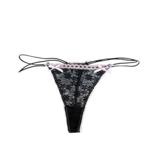 Delicate Lace G-String Trio with Bow Details