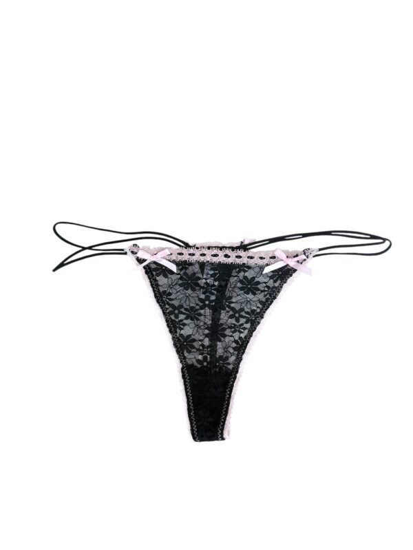 Delicate Lace G-String Trio with Bow Details
