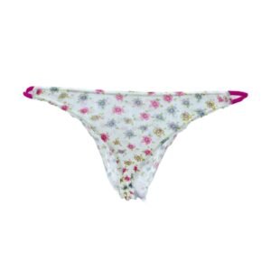 Floral String Thong with Bow and Heart Charm