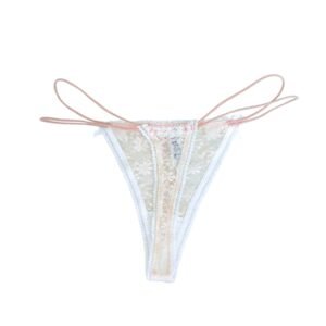 Delicate Lace G-String Trio with Bow Details
