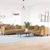 vidaXL 2 Piece Sofa Set with Pillows Brown Velvet