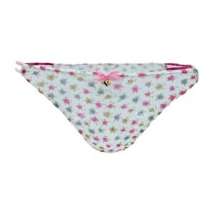 Floral String Thong with Bow and Heart Charm