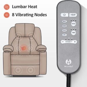 Large Power Lift Recliner Chair Sofa with Massage and Heat for Big and Tall Elderly People, 3 Positions, Cup Holders, and USB Ports, Extended Footrest, Fabric 7516(Large,Admiral)