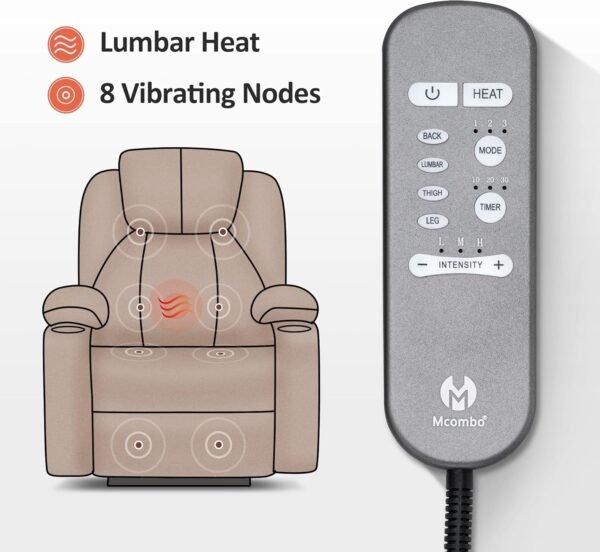Large Power Lift Recliner Chair Sofa with Massage and Heat for Big and Tall Elderly People, 3 Positions, Cup Holders, and USB Ports, Extended Footrest, Fabric 7516(Large,Admiral)