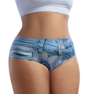 Memème Women’s Ultra-Comfortable JEANS– Daisy  - Queen Size Panties | Original Prints, Unique Designs | Breathable Cotton Crotch, Stretchy Fit, Soft Flat Seams, No Elastic Bands | Style: High Waisted Brief | Everyday Use