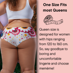 Memème Women’s Ultra-Comfortable JEANS– Daisy  - Queen Size Panties | Original Prints, Unique Designs | Breathable Cotton Crotch, Stretchy Fit, Soft Flat Seams, No Elastic Bands | Style: High Waisted Brief | Everyday Use