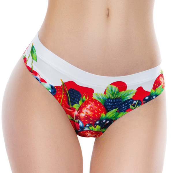Memème Women’s Ultra-Comfortable SUMMER FRUITS - Berry Yogurt - Panties | Original Prints, Unique Designs | Breathable Cotton Crotch, Stretchy Fit, Soft Flat Seams, No Elastic Bands | Two Styles: Slip/Brief and Thong | Everyday Use