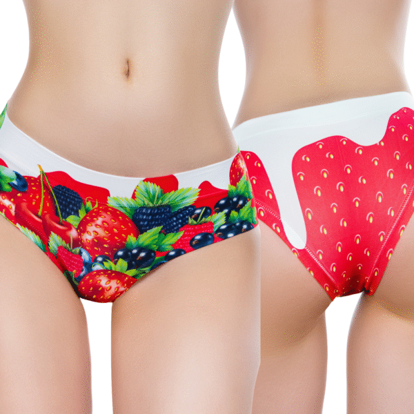 Memème Women’s Ultra-Comfortable SUMMER FRUITS - Berry Yogurt - Panties | Original Prints, Unique Designs | Breathable Cotton Crotch, Stretchy Fit, Soft Flat Seams, No Elastic Bands | Two Styles: Slip/Brief and Thong | Everyday Use